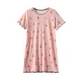 thumbnail image 2 of Cethrio Toddler Girls Nightgowns Size 7-8 T, Short Sleeve Soft Printed Summer Sleepshirts Sleep Dresses Pink, 2 of 3