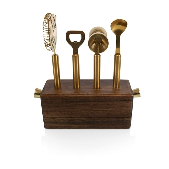 LEGACY - a Picnic Time Brand - Sidecar 5-Piece Bar Tool Set, Acacia Wood