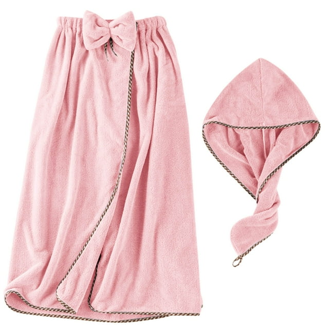 Ensemble de Robe de Douche en Velours Corail avec Bonnet de Douche Doux, Hautement Absorbant et Confortablement Conçu pour des Cheveux Excellents