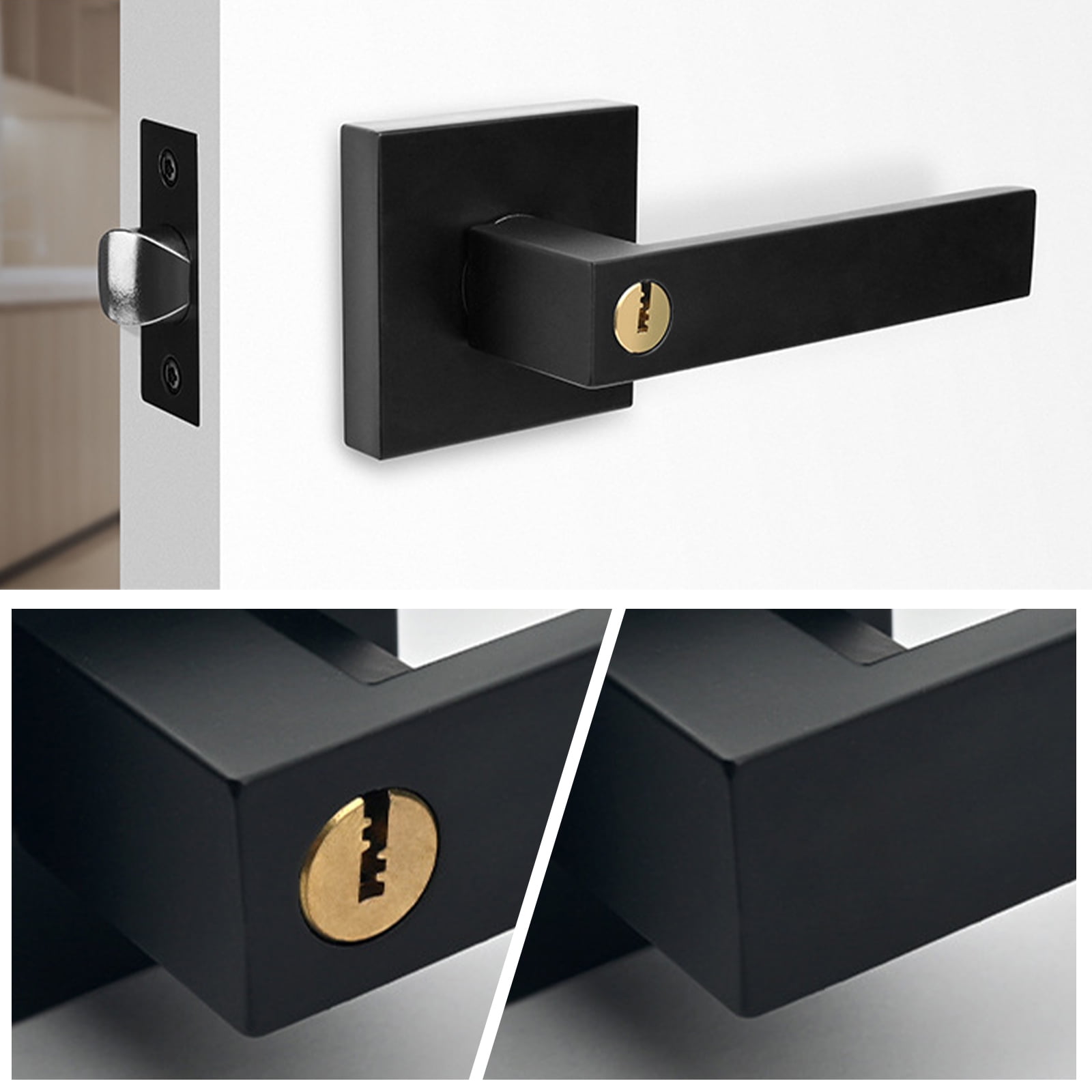 Square Privacy Door Levers Keyless Door Lock Closet Door Interior Heavy Duty Door Knobs Interior Passages Door Knobs