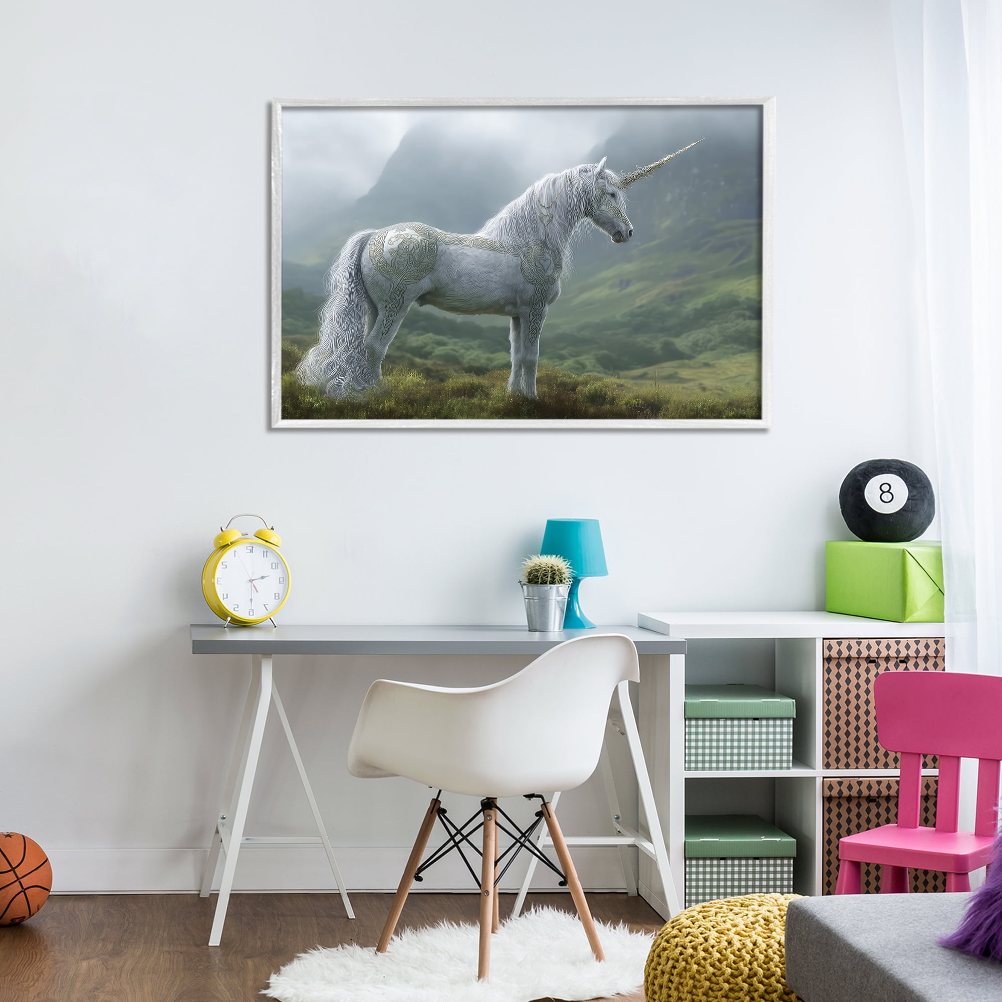 Stupell Industries Elegant Celtic Unicorn White Framed Giclee Art, design by The Wands Want