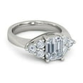 thumbnail image 3 of HeartsAndYou 5ct Emerald Cut Moissanite Petite Round Accents Solitaire Ring 18k White Gold over Silver, 3 of 5