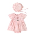 thumbnail image 2 of TOOYOU Baby Girl Bodysuits Cheap Toddler Girl Onesies Ruffles Sleeveless Lace Jumpsuit Clothing Set With Hat Breathable Rompers Pink Size 3-6 Months, 2 of 9