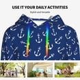 thumbnail image 4 of Lsque Nautical Anchors Pattern Casual Women's Hoodie,Hooded Sweatshirt with Kangaroo Pocket,Pullover Hoodie with Eye-catching Drawstrings-Large, 4 of 7