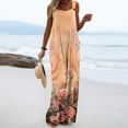 thumbnail image 5 of Homenesgenics Womens Jumpsuits Summer Women's Printed Jumpsuit Casual Button Pocket Sleeveless Wide Leg Trousers Orange L, 5 of 8