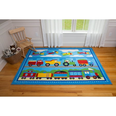 - Olive Kids Trains, Planes, Trucks Rug, 3'3