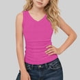 thumbnail image 2 of AHTJRT V Neck Tank Tops for Girls 2026 Summer Fashion Sleeveless Blouses Casual Active Ribbed Fitted Sleeveless Going out Top Tees Hot Pink 5-6 Years, 2 of 7
