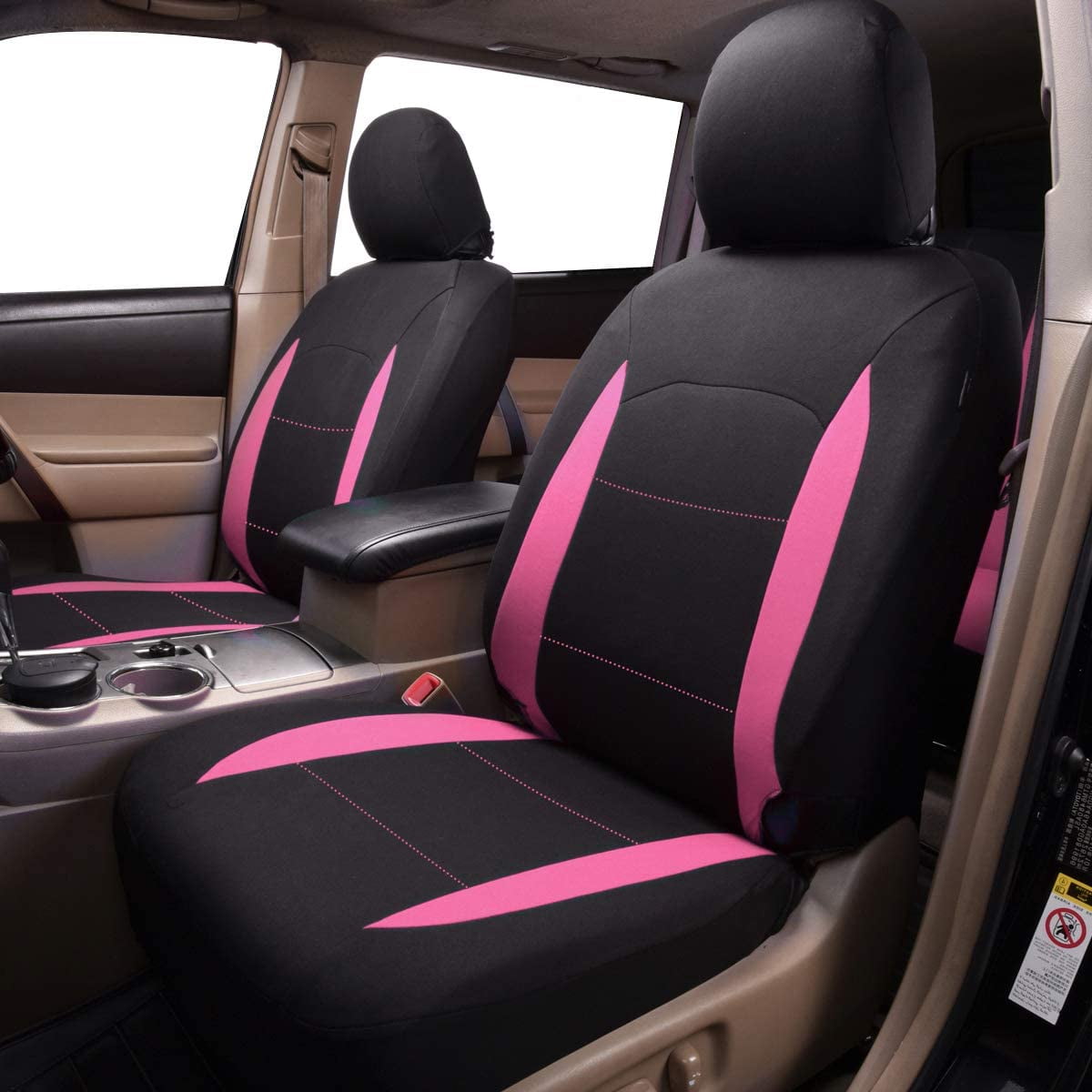 Flying Banner Combo Pack car seat Covers car Floor mats and Steering Wheel Cover car Truck SUV (Seat Covers + Floor mats, Pink)