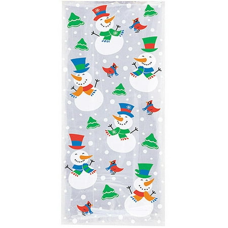 - Gleeful Snowman Holiday Cellophane Bags, 11 x 5 in, 20ct