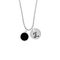 thumbnail image 2 of Delight Jewelry Silvertone Small Black Enamel Disc Silvertone Script Initial Disc - Z - Charm Necklace, 20"+3", 2 of 4