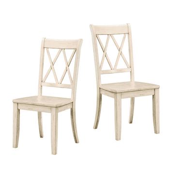 Casual White Finish Chairs Set of 6, Pine Veneer Transitional Double-X Back Design Dining Room Chairs