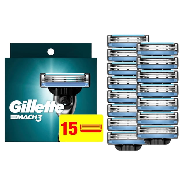Gillette - Recambios para cuchillas de afeitar Mach3 para hombre, 15 unidades (el embalaje puede variar), maquinillas de afeitar o cuchillas para hom