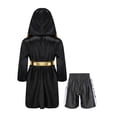 thumbnail image 2 of iiniim Kids Boys Boxing Metallic Satin Robe Open Front Hooded Grown Cloak with Belt and Boxer Shorts B1 8, 2 of 7