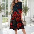 thumbnail image 2 of BOMYJESK Women's 250th Anniversary USA Flag Floral Maxi Dress 4th Of July Summer Dresses Boho Independence Day Beach Long Dresses Elegant Classy American Flag Floral Evening Dress for Party Red XL, 2 of 7