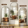 thumbnail image 7 of Antok Arched Full Length Mirror 71"x32", Standing Floor Mirror with Black Frame, Durable Anti-Shatter Glass, Freestanding/Wall Mountable for Bedroom, Living Room, Dressing Room, 7 of 7