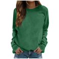 thumbnail image 2 of Kagetolytai Chandails pour Femmes Mode Décontractée Unie Manches Longues Col Rond Pull Haut Blouse Hoodies pour Femmes Vert L, 2 of 5