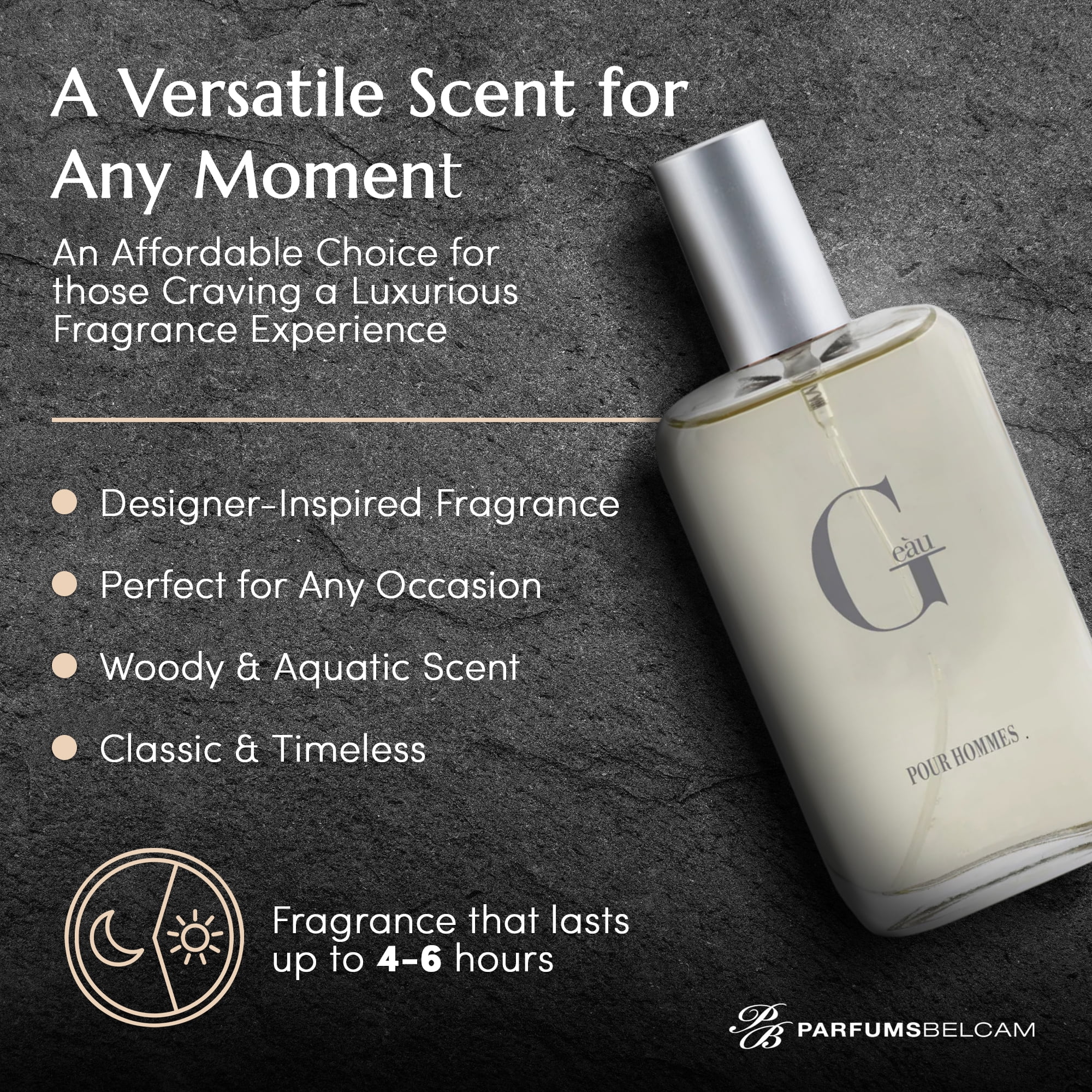 ParfumsBelcam Geau Eau De Toilette Spray, Mens Cologne, 3.4