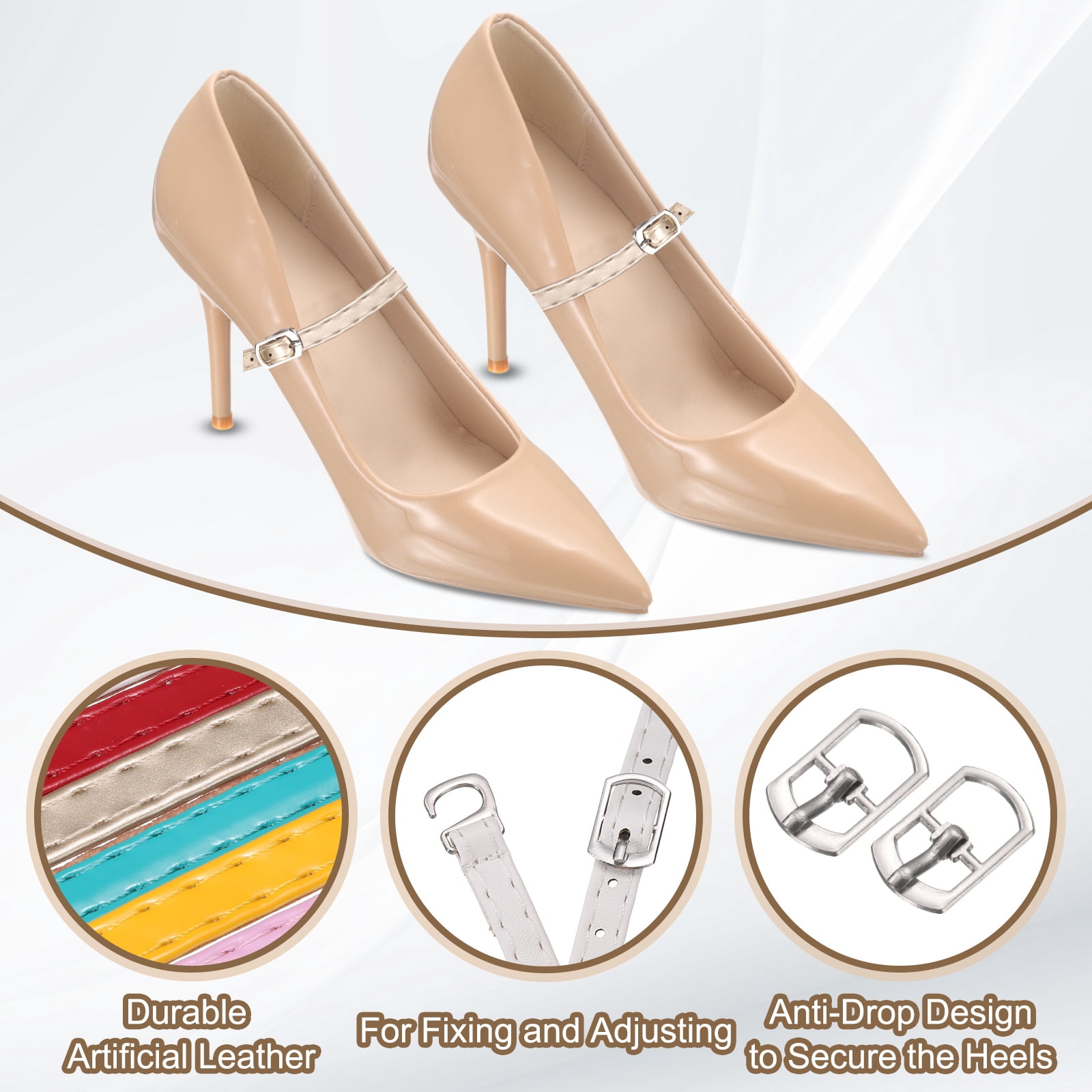 Unique Bargains 4Pcs Detachable Ankle Shoelace Straps White