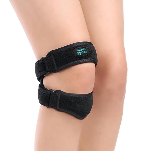 TYNOR Dual Patellar Tendon Support Strap, Knee Pain Relief Adjustable Neoprene Knee Strap Patella Stabilizer Band, Knee Brace for Tendonitis, Running, Hiking, Basketball Volleyball Tennis, One Size