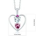 thumbnail image 2 of 925 Sterling Silver Sky Blue Aquamarine Pink Tourmaline and Pink Sapphire Pendant Necklace for Women (0.65 Cttw, Gemstone March Birthstone, Heart 5MM and 4MM, with 18 inch Silver Chain), 2 of 3