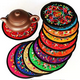 thumbnail image 5 of Posavasos para bebidas, posavasos de tela floral étnica vintage, posavasos para bar, posavasos para amigos, 5 of 6