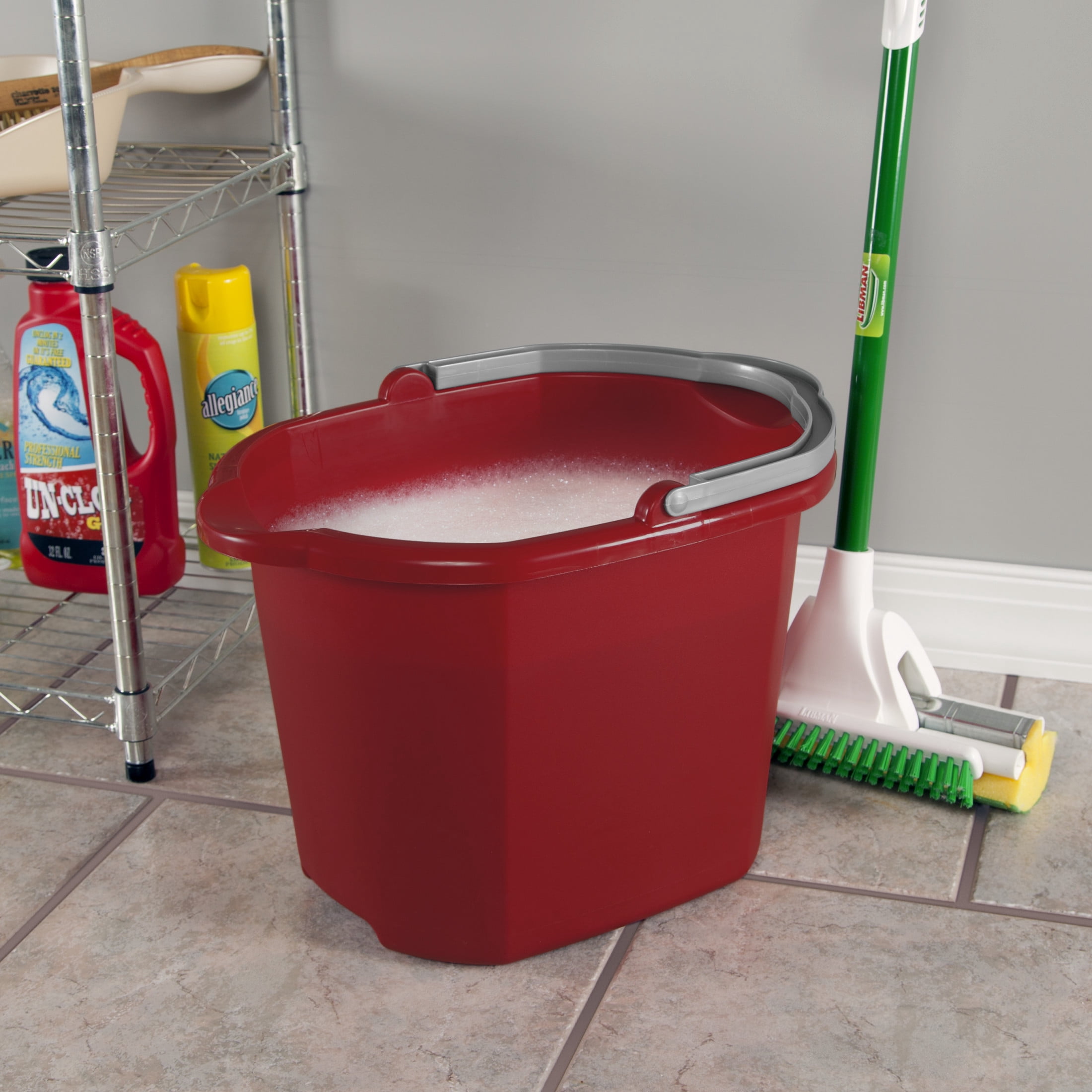 Sterilite 16 Quart Dual Spout Pail, Multi-Purpose Bucket, Durable Design with Comfort Carry Handle