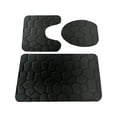 thumbnail image 2 of 3 Piece Rock Memory Foam Bathroom Mat Set Flannel Embossed Rug Mat Toilet Lid Cover 19 Seat Cushion,Black,Polyester, 2 of 4