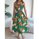 thumbnail image 4 of Vestidos de Verano para Mujer 2025, Vestido Informal con Tirantes Finos, Volantes, Plisado y Estampado Floral Fluido Verde XL, 4 of 10
