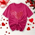 thumbnail image 2 of BiZtdJrK Cute Love Heart Shirts for Women Valentines Day Fashion Holiday Tee Shirt Valentine Casual Summer Tees Hot Pink L, 2 of 6