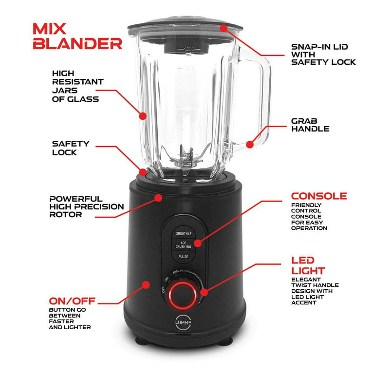Lumme Countertop 2 in 1 Table Blender, Ultra strong blending machine, Pulse and ice crush modes, adjustable speed, personal to-go included Smoothie Protein Shake Maker - Walmart.com