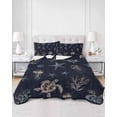 thumbnail image 3 of Navy Blue Coastal Twin Size Down Alternative Comforter,Lightweight Comforter Quilt Bedding Set with Pillow Shams Nautical Summer Beach Sea Turtle Starfish Bed Comforter Duvet Insert 68"x86", 3 of 7
