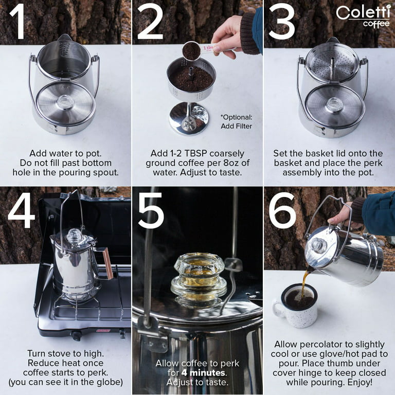 COLETTI Classic Camping Coffee Percolator - Camping Coffee Pot