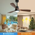 thumbnail image 3 of Noaman 48 Inch Modern Ceiling Fan with Light, 3 Wood Blades, Smart Remote Control, Reversible DC Motor, Noiseless, Black for Indoor Outdoor Use, 3 of 8