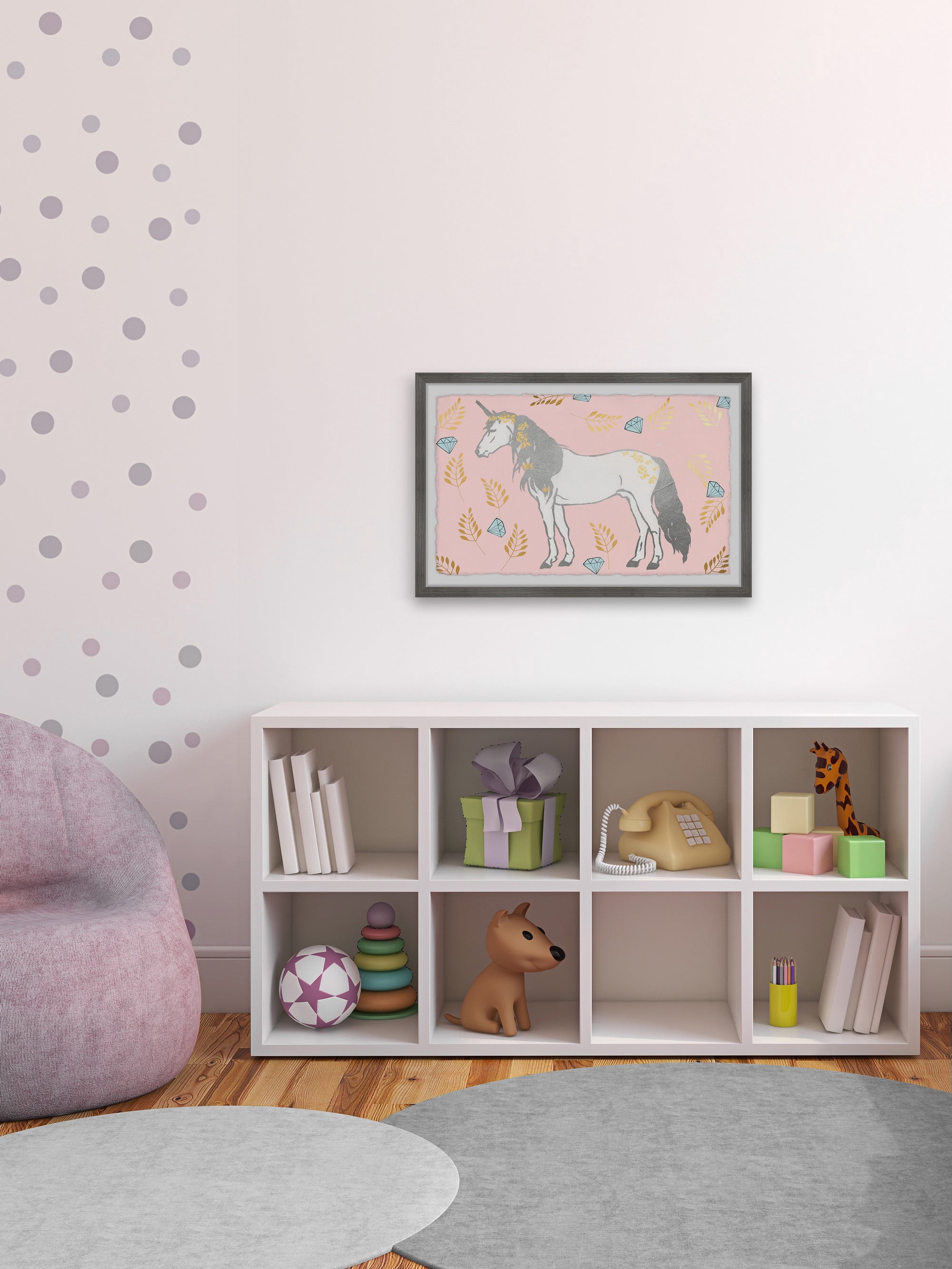 Marmont Hill Unicorn Diamonds Framed Wall Art