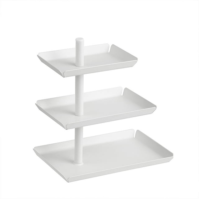 Soporte para postres de acero blanco de inspiración rústica, bandeja de postre cuadrada fácil de montar para servir cupcakes en varios niveles, construcción duradera, adecuado para decoración de