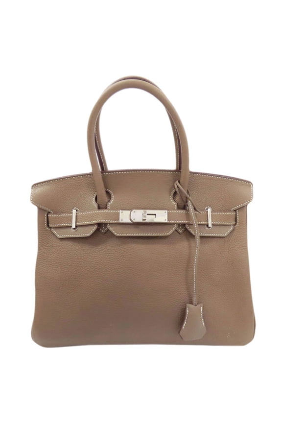 Pre-Owned Hermes Birkin 30 Etoupe Silver Hardware Handbag Taurillon Leather Women's HERMES