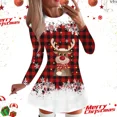 thumbnail image 5 of Vestido de alce de dibujos animados para mujer, minivestido Sexy de manga corta con copos de nieve de Navidad, ropa de fiesta de invierno, 5 of 5