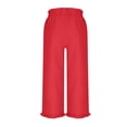 thumbnail image 7 of Lenpel Girls' Pants Ruffle Elastic High Waisted Button Front Pull on Wide Leg Pants Loose Casual Trousers with Pockets, 7 of 7