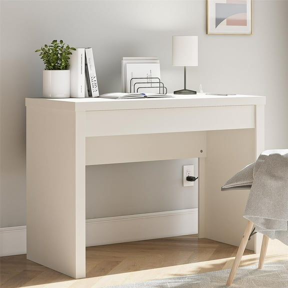 Mainstays Cooper Writing Desk with USB, Flat White