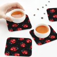 thumbnail image 7 of Honeii Beautiful Red Ladybug Print Leather Coaster Set of 6, Ideal for Safeguarding Your Furniture from Drinks Spills and Effortless Cleanup,Square, 7 of 7