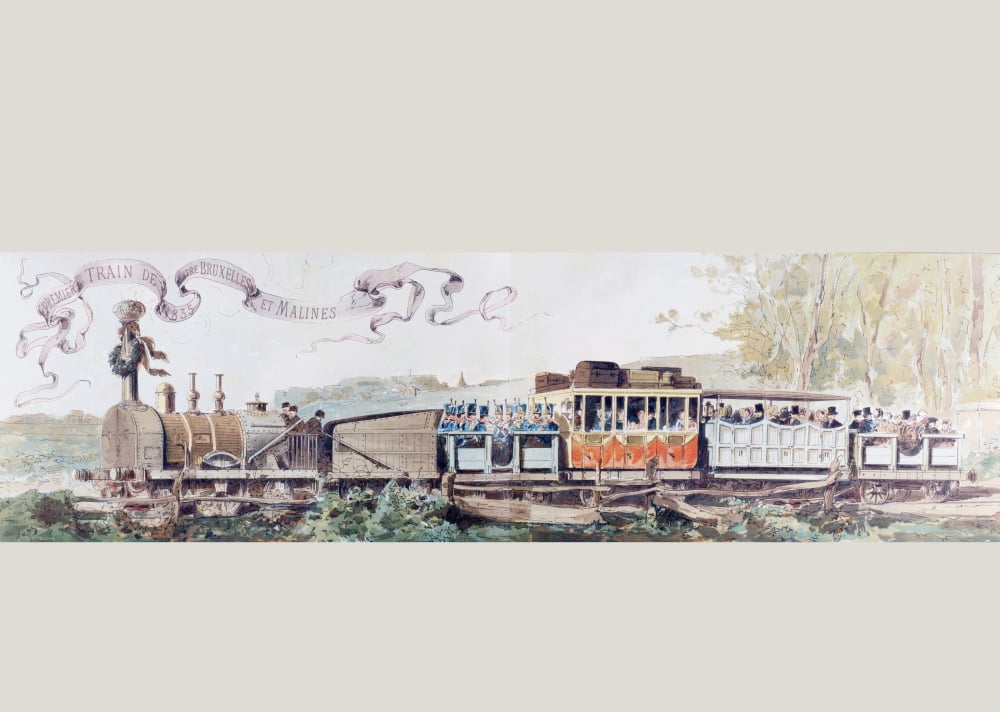 Picture Celebrating 50 Years Of The Belgian Railway System 1835 To 1885 After A Watercolour By A Heins From Cortege Historique Des Moyens De Transport Published Brussels 1886 Canvas Art - Ken Welsh D