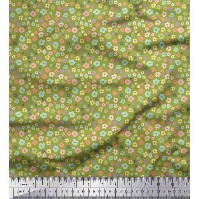 Soimoi polyester Crepe Fabric Flower Artistic Printed Fabric 1 Yard 42 Inch Wide