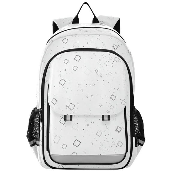 Flip Backpack Grey Square Pattern Elementary School Backpack Lightweight Bookbag for School Travel