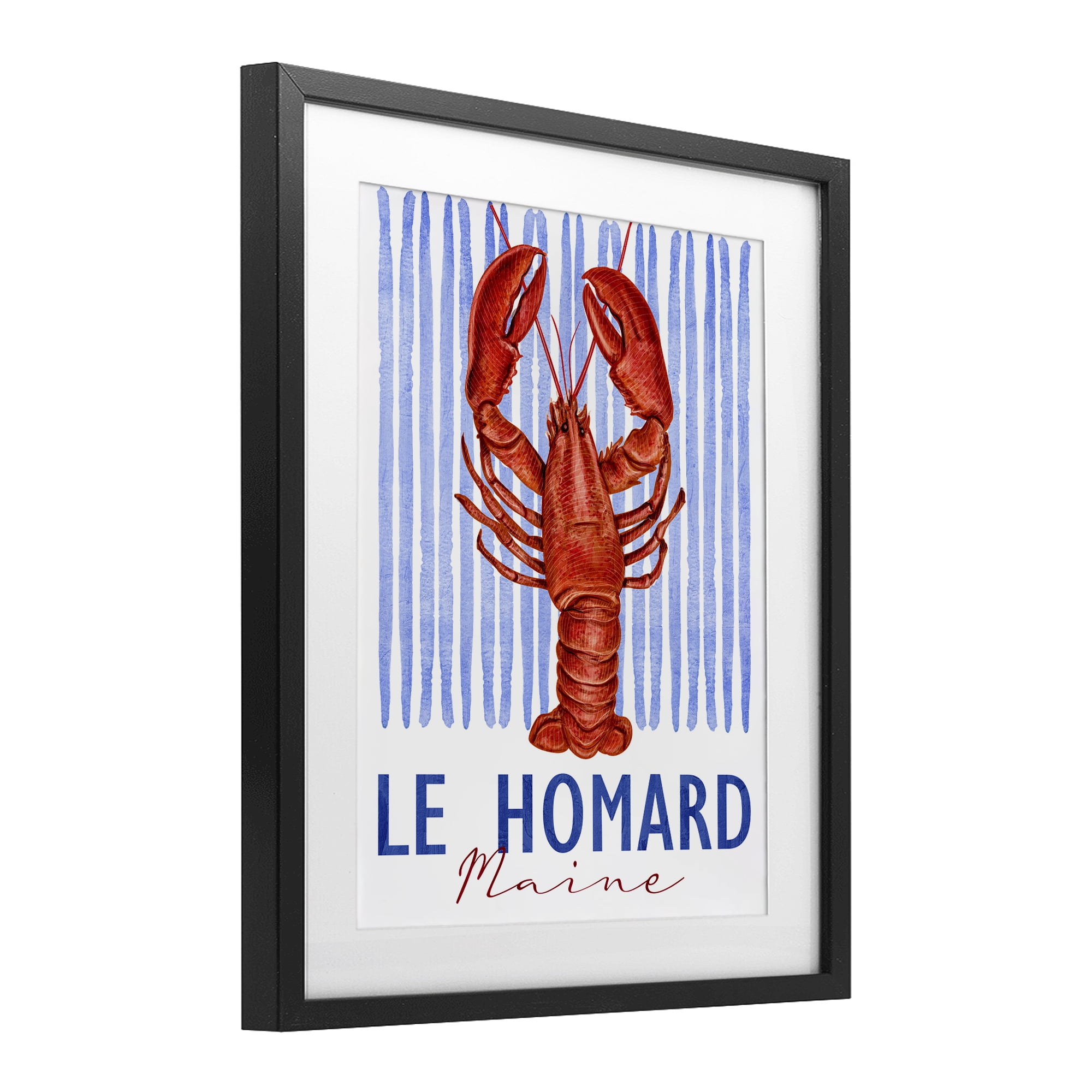 Stupell Industries Le Homard Nautical Stripes Black Framed Print Under Glass, design by Kim Allen