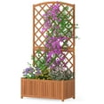 thumbnail image 1 of Costway 1 PCS 63" Wood Planter Container with Diamond Trellis, Planter Box, Slat Base for Plants, 1 of 9