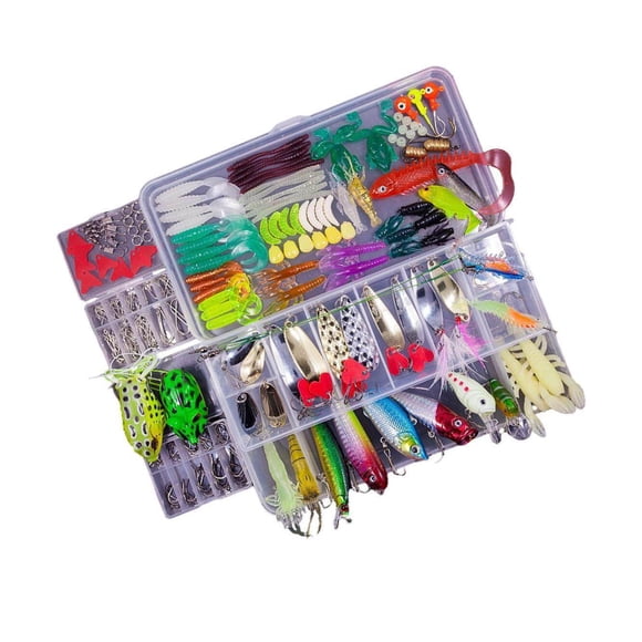 Fishing Lures Kit Freshwater Saltwater Worms Fishing Hooks Crankbait Tackle 240pcs