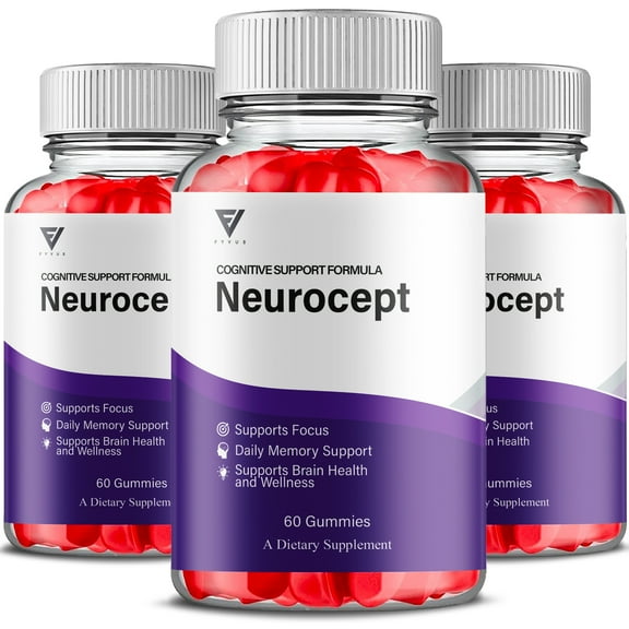 (3 Pack) Neurocept Brain Supplement Neuro Cept Premium Memory Gummies, Neurocept Advanced Memory & Focus Support Supplement (180 Gummies)