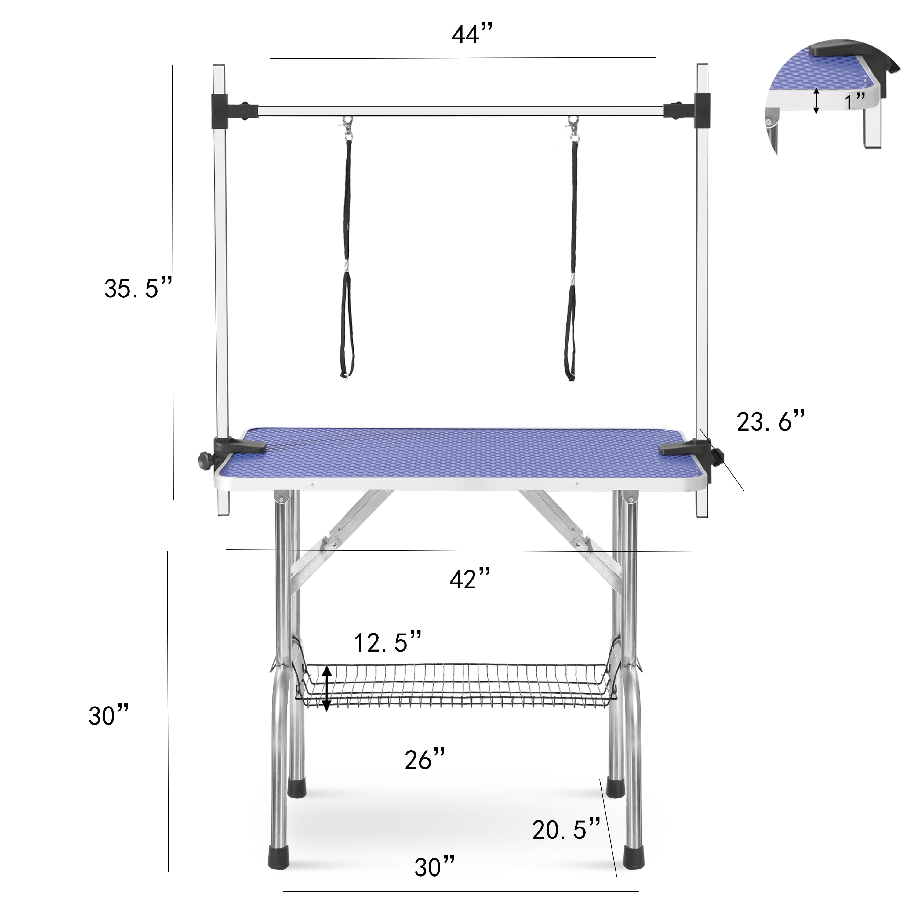 Large Grooming Table for Pet Dog and Cat with Adjustable Arm and Clamps Large Heavy Duty Animal Grooming Table, 42" - Blue