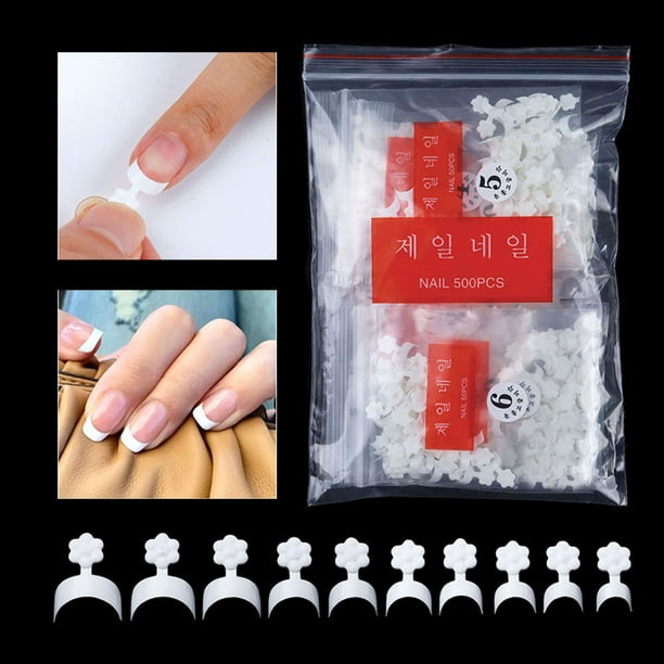 Acrylic French Finger White Shape Nails Manicure Quick Building For Home Use 500pcs 500 piezas Yinane Puntas de uñas
