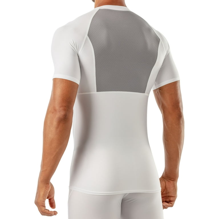 McDavid Sport Compression Shirt With Short Sleeves, White, Adult Small 